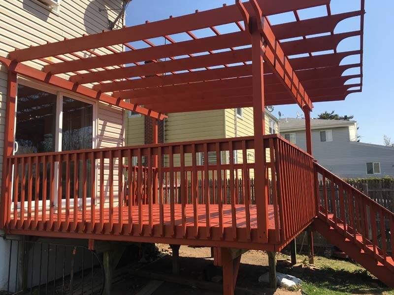 Deck and pergola with cedar stain — Babylon, NY
