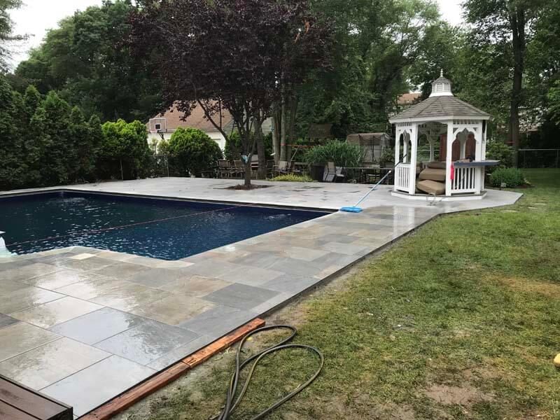 Bluestone pool surround with gazebo — Commack, NY