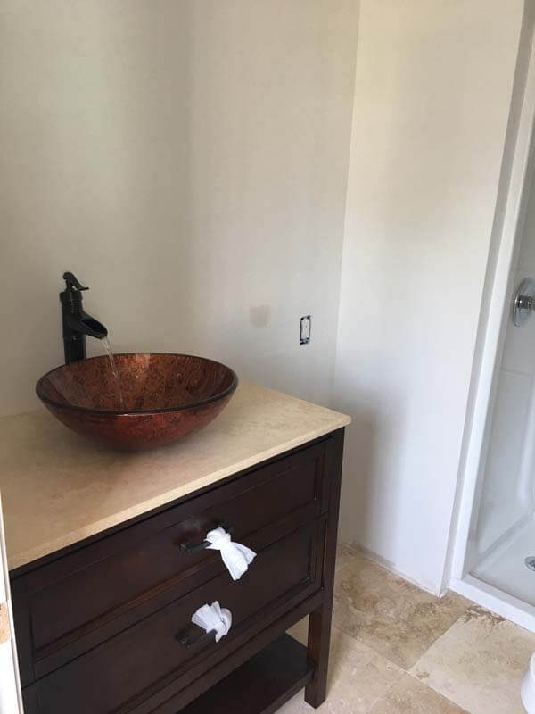 Vessel sink vanity with stone countertop — Islip, NY